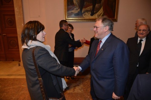 Maria mit dem Präsidenten von Québec, Jacques Chagnon